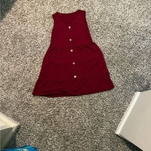 Burgundy Sleeveless Button-Down Dress
